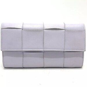 BOTTEGA VENETA Intrecciato Maxi Two fold Long Wallet Leather purple